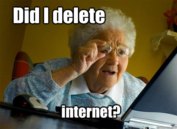 Did I delete internet? - Did I delete internet?  Grandma finds the Internet