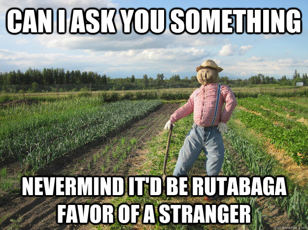 can i ask you something  nevermind it'd be rutabaga favor of a stranger  Scarecrow