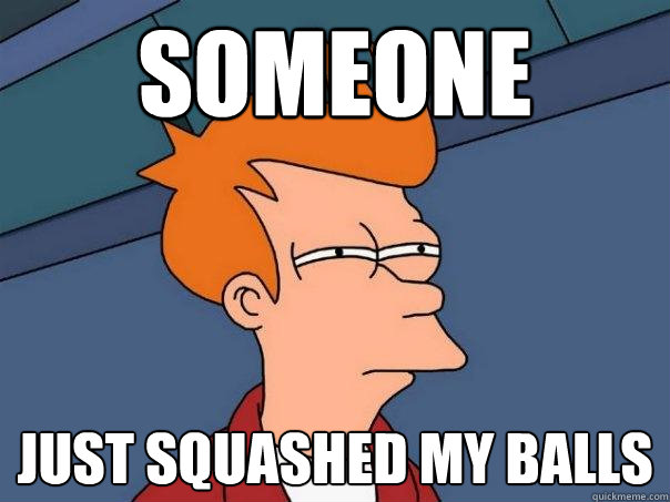 someone just squashed my balls - someone just squashed my balls  Futurama Fry