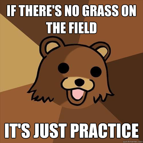 if there's no grass on the field it's just practice  Pedobear