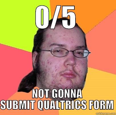 0/5 NOT GONNA SUBMIT QUALTRICS FORM Butthurt Dweller