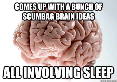 comes up with a bunch of scumbag brain ideas all involving sleep  Scumbag Brain