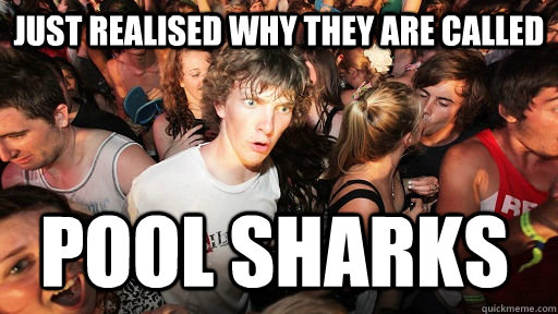 JUST REALISED WHY THEY ARE CALLED POOL SHARKS - JUST REALISED WHY THEY ARE CALLED POOL SHARKS  Sudden Clarity Clarence