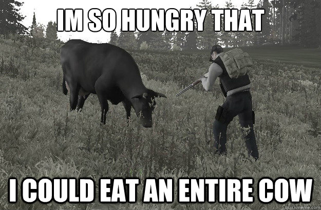 Im so hungry that I could eat an entire cow  Dayz Cow