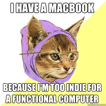 i have a macbook because i'm too indie for a functional computer  Hipster Kitty