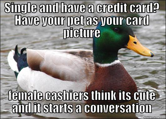 suave ladies man  - SINGLE AND HAVE A CREDIT CARD? HAVE YOUR PET AS YOUR CARD PICTURE FEMALE CASHIERS THINK ITS CUTE AND IT STARTS A CONVERSATION Actual Advice Mallard