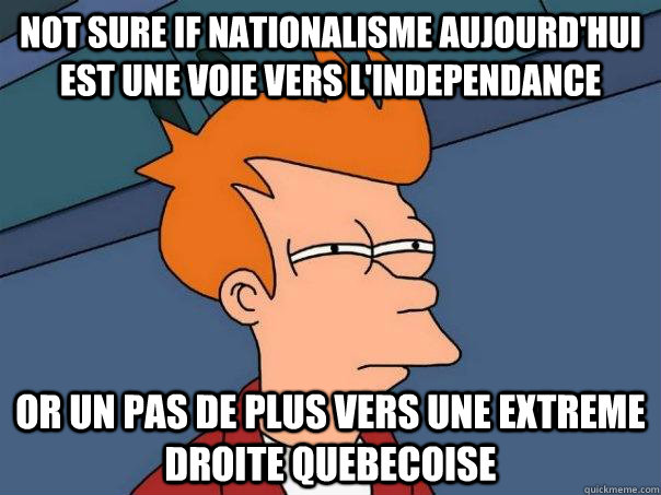 Not sure if nationalisme aujourd'hui est une voie vers l'independance Or un pas de plus vers une extreme droite quebecoise  Futurama Fry