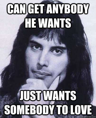 can get anybody he wants just wants somebody to love  Good Guy Freddie Mercury