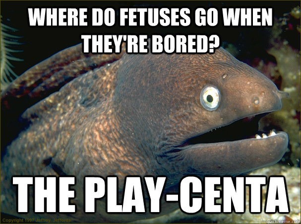 Where do fetuses go when they're bored? The play-centa  Bad Joke Eel