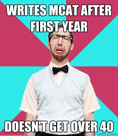 Writes MCAT after first year Doesn't get over 40 - Writes MCAT after first year Doesn't get over 40  Keener Problems