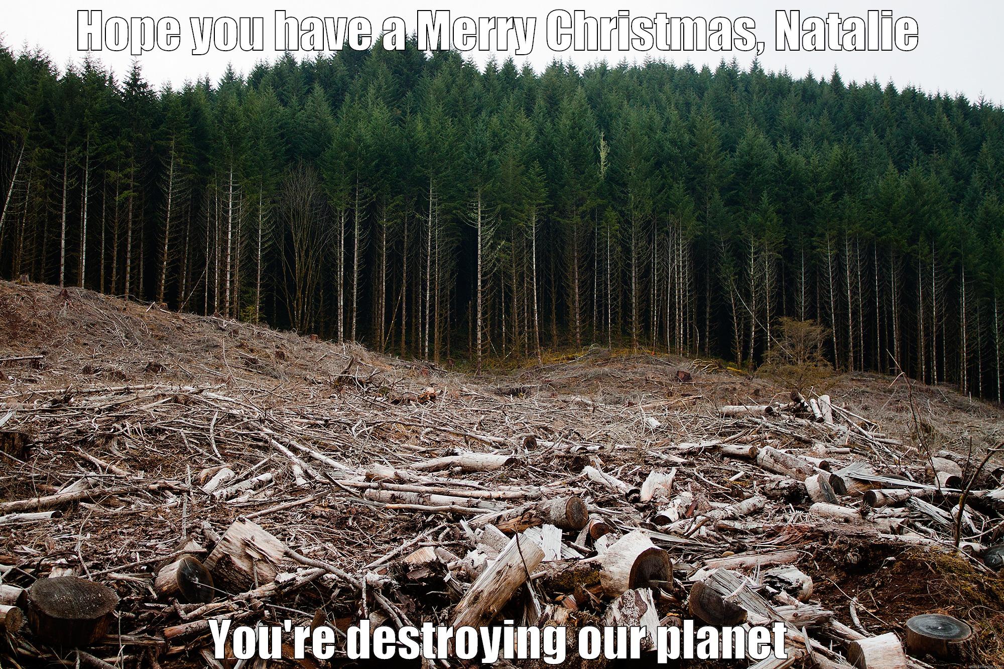 HOPE YOU HAVE A MERRY CHRISTMAS, NATALIE YOU'RE DESTROYING OUR PLANET Misc