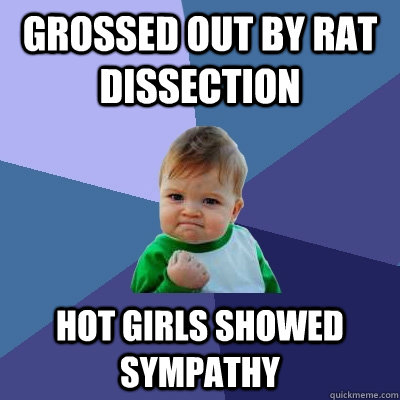 Grossed out by rat dissection Hot girls showed sympathy  Success Kid