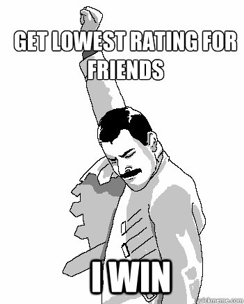 Get lowest rating for friends I win  Freddie Mercury