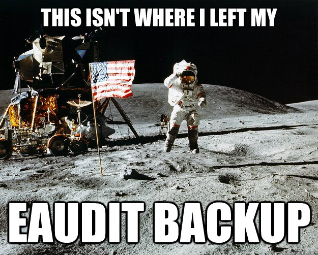 This isn't where I left my  eaudit backup  Unimpressed Astronaut