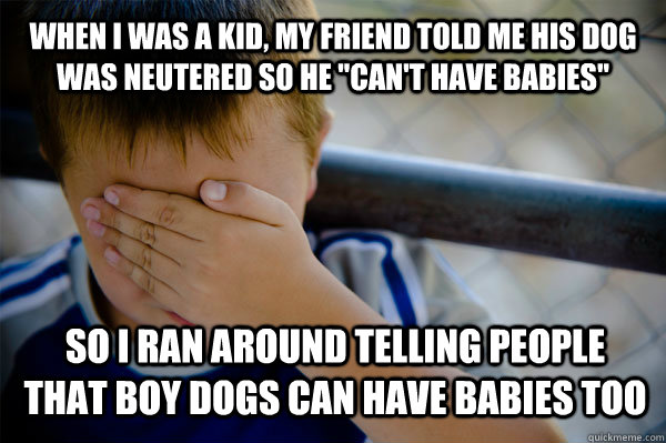 WHEN I WAS A KID, my friend told me his dog was neutered so he 