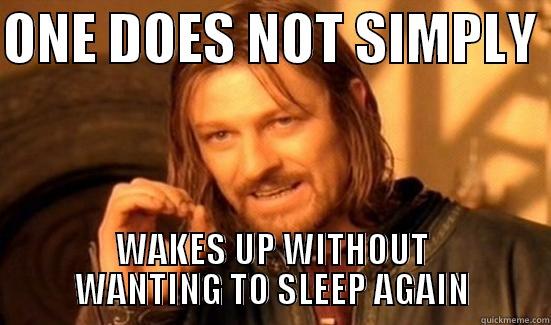 ONE DOES NOT SIMPLY  WAKES UP WITHOUT WANTING TO SLEEP AGAIN Boromir