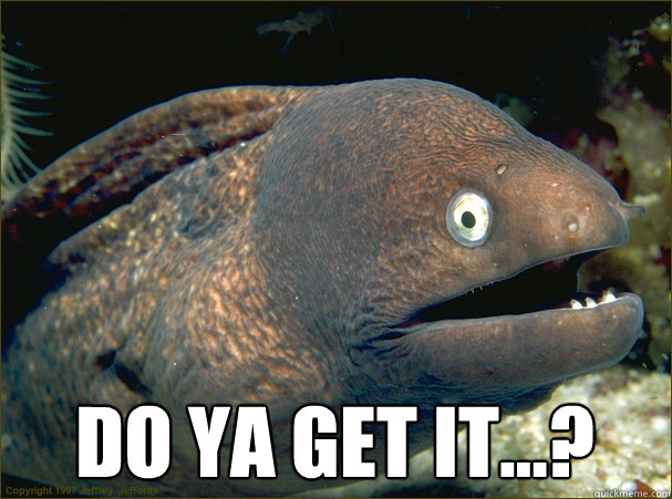  do ya get it...?  Bad Joke Eel