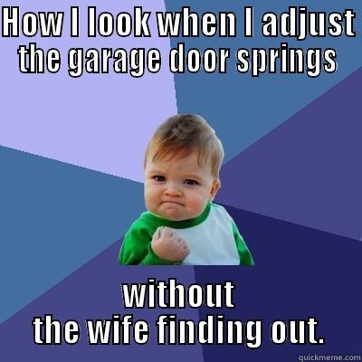 HOW I LOOK WHEN I ADJUST THE GARAGE DOOR SPRINGS WITHOUT THE WIFE FINDING OUT. Success Kid