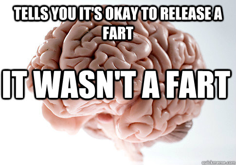 TELLS YOU IT'S OKAY TO RELEASE A FART IT WASN'T A FART  Scumbag Brain