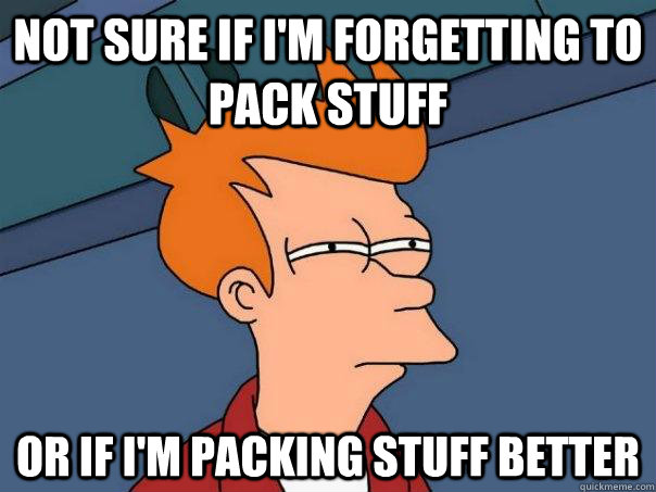 NOT SURE IF I'm forgetting to pack stuff or if i'm packing stuff better  Futurama Fry