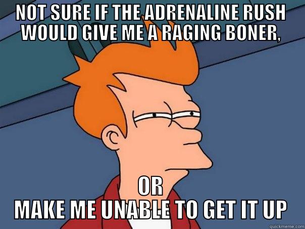 NOT SURE IF THE ADRENALINE RUSH WOULD GIVE ME A RAGING BONER, OR MAKE ME UNABLE TO GET IT UP Futurama Fry