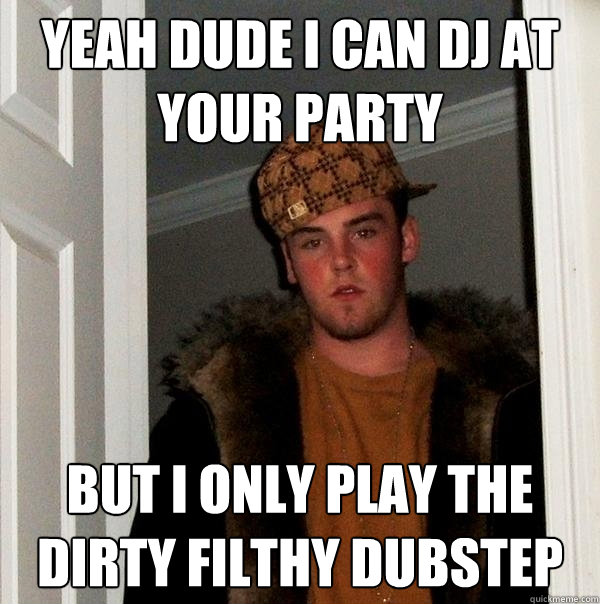 Yeah dude I can DJ at your party but i only play the dirty filthy dubstep  Scumbag Steve