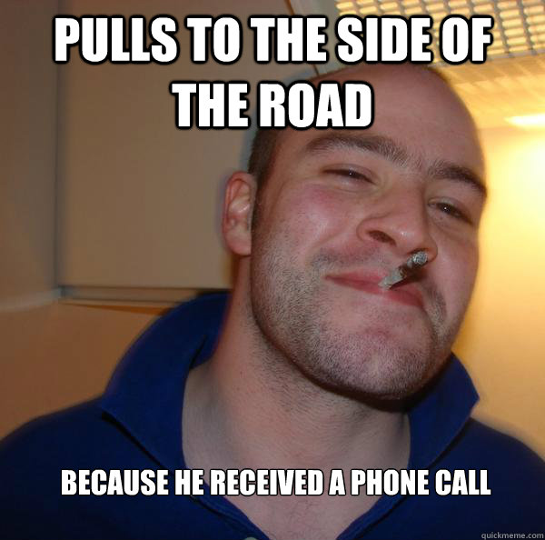 Pulls to the side of the road because he received a phone call - Pulls to the side of the road because he received a phone call  Misc