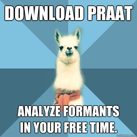 Download Praat Analyze formants
in your free time.  Linguist Llama