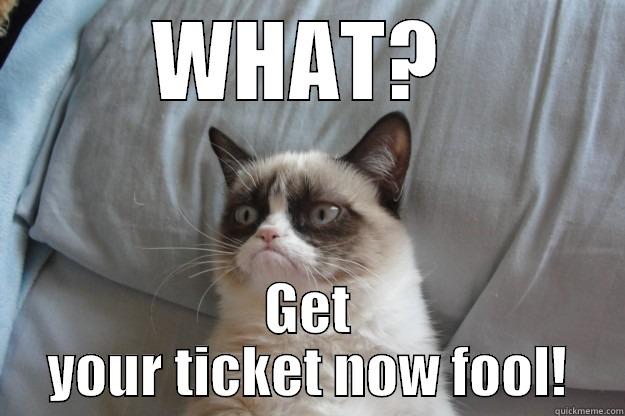 WHAT?  GET YOUR TICKET NOW FOOL! Grumpy Cat