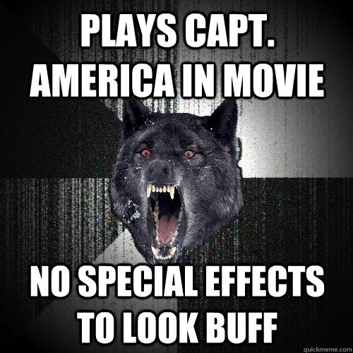 plays Capt. America in movie No special effects to look buff  Insanity Wolf