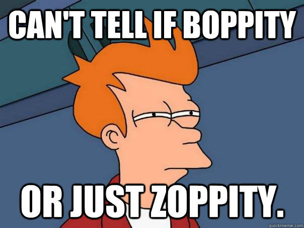 can't tell if boppity or just zoppity.   Futurama Fry