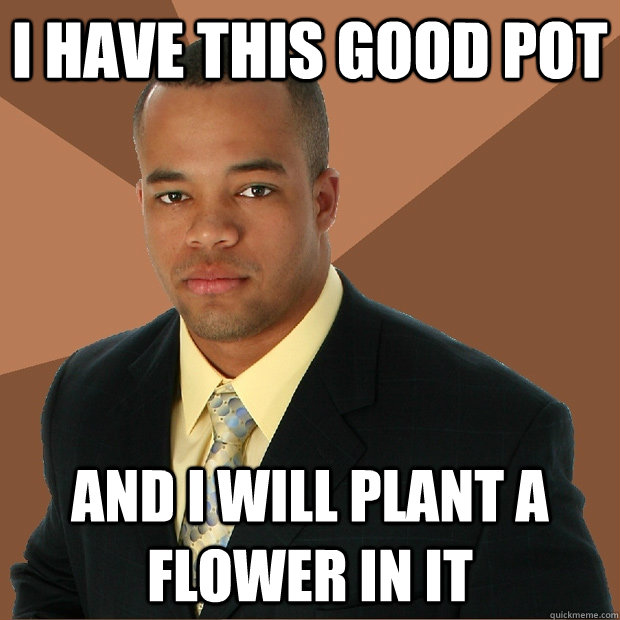 I have this good pot And i will plant a flower in it  Successful Black Man