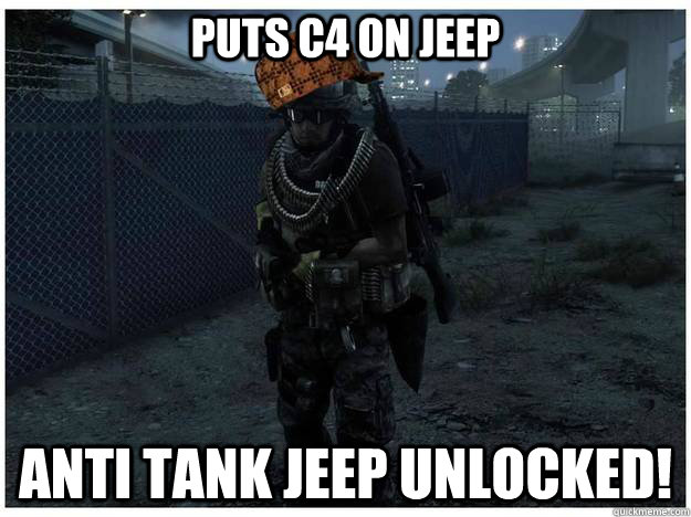 puts c4 on jeep ANTI TANK JEEP UNLOCKED! - puts c4 on jeep ANTI TANK JEEP UNLOCKED!  scumbag bf3 support