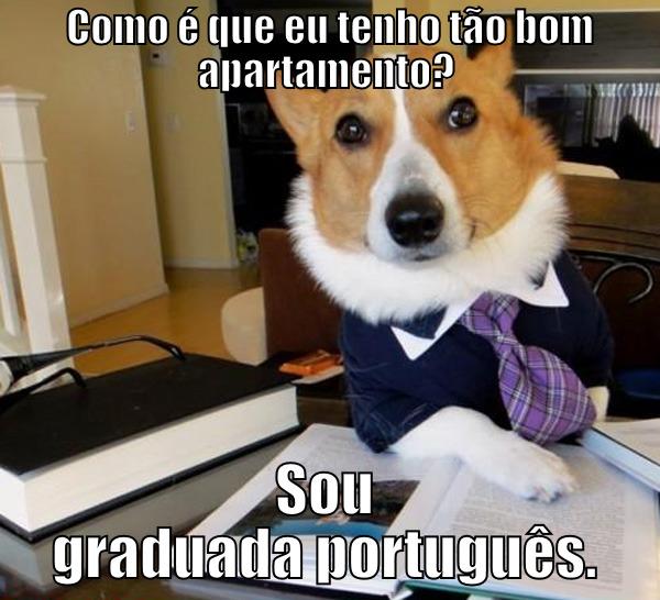  COMO É QUE EU TENHO TÃO BOM APARTAMENTO? SOU GRADUADA PORTUGUÊS. Lawyer Dog