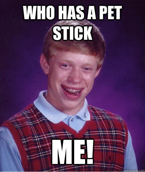 who has a pet stick  me!  Bad Luck Brian