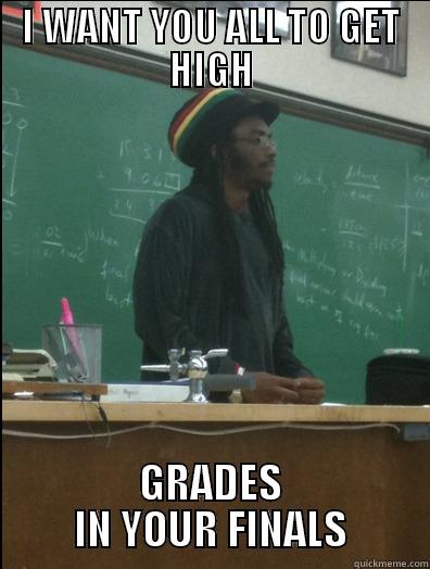 I WANT YOU ALL TO GET HIGH GRADES IN YOUR FINALS Rasta Science Teacher