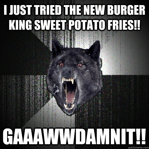 I just tried the new Burger King Sweet Potato Fries!! GAAAWWDAMNIT!!  Insanity Wolf