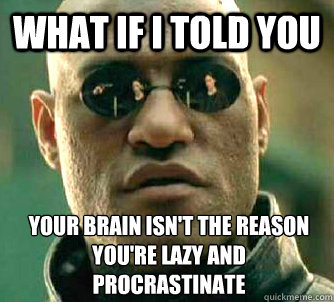 What if I told you Your brain isn't the reason you're lazy and procrastinate  What if I told you