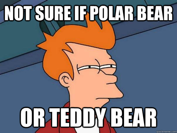 Not sure if polar bear or teddy bear  Futurama Fry