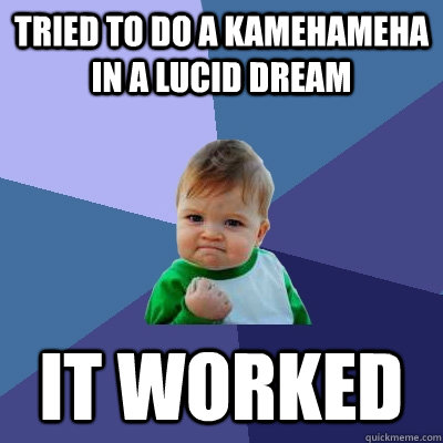 Tried to do a kamehameha in a lucid dream it worked - Tried to do a kamehameha in a lucid dream it worked  Success Kid