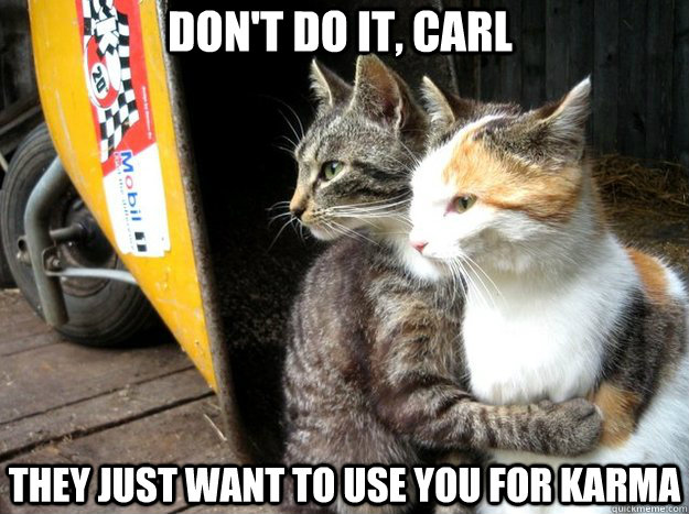 Don't do it, carl They just want to use you for karma  
