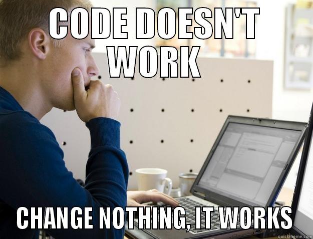 CODE DOESN'T WORK CHANGE NOTHING, IT WORKS Programmer