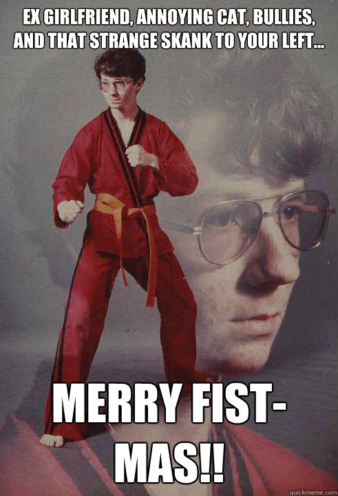 ex girlfriend, annoying cat, Bullies, and that strange skank to your left... Merry Fist-mas!! - ex girlfriend, annoying cat, Bullies, and that strange skank to your left... Merry Fist-mas!!  Karate Kyle