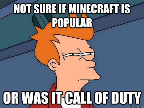 Not sure if Minecraft is popular Or was it Call of Duty  Futurama Fry