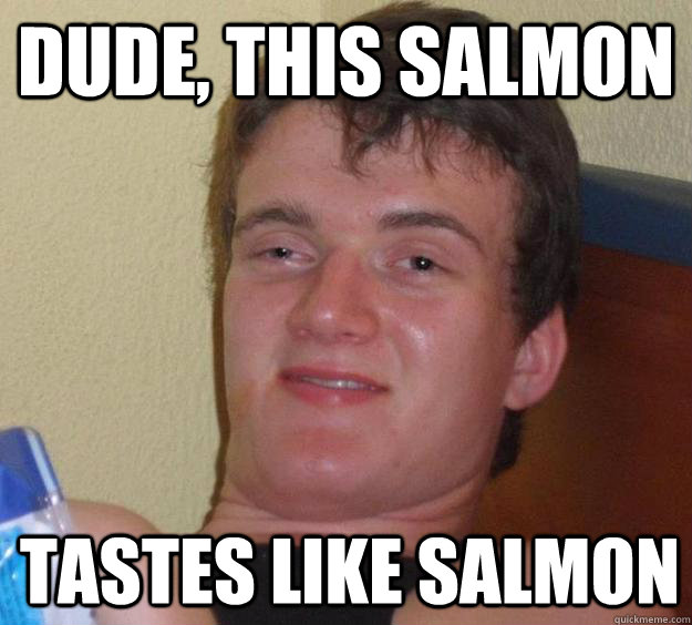 Dude, this salmon tastes like salmon  10 Guy