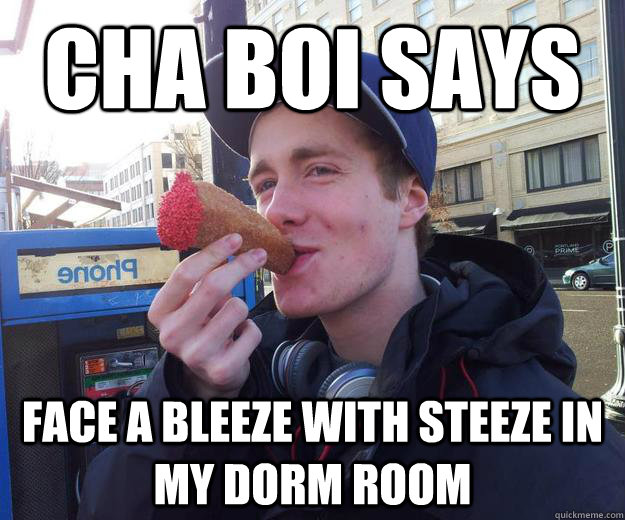 Cha boi says Face a bleeze with steeze in my dorm room - Cha boi says Face a bleeze with steeze in my dorm room  Shit Hans Says