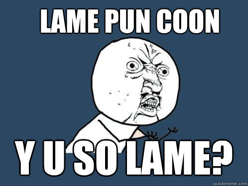 lame pun coon y u so lame?  Y U No