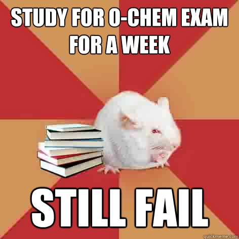 Study for O-Chem exam for a week Still fail  Science Major Mouse