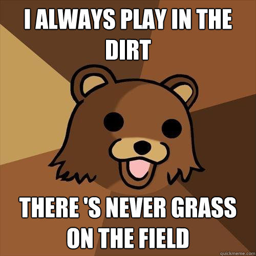 I always play in the dirt there 's never grass on the field - I always play in the dirt there 's never grass on the field  Pedobear