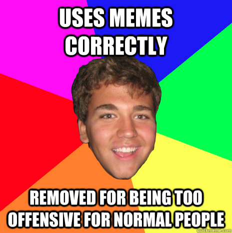 uses memes correctly removed for being too offensive for normal people  